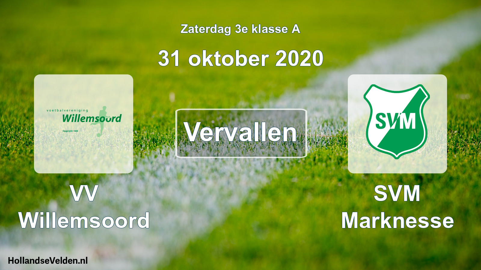 Scheduled Match: VV Willemsoord - SVM Marknesse (31 October 2020)