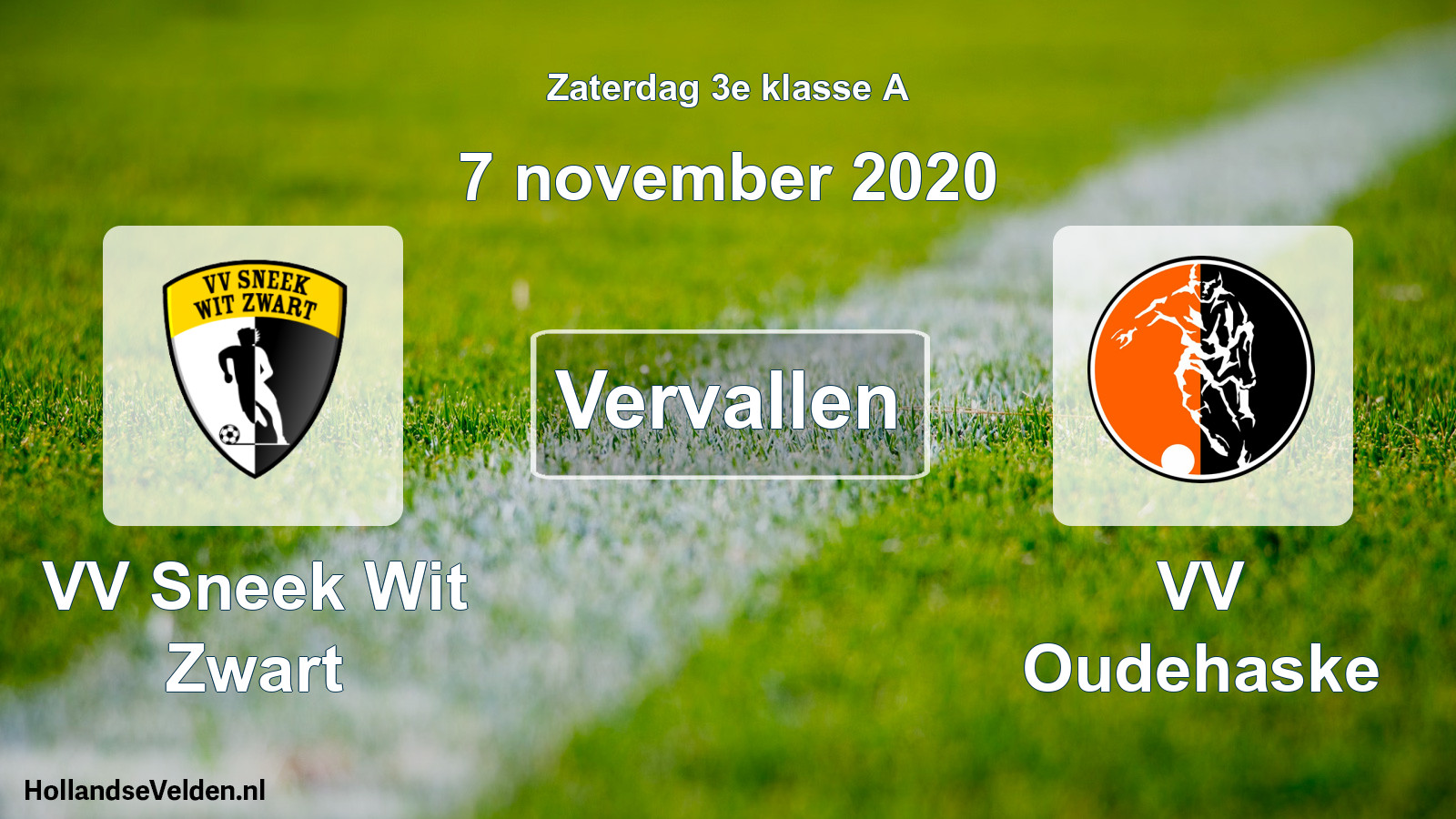 Scheduled Match: VV Sneek Wit Zwart - VV Oudehaske (7 November 2020)