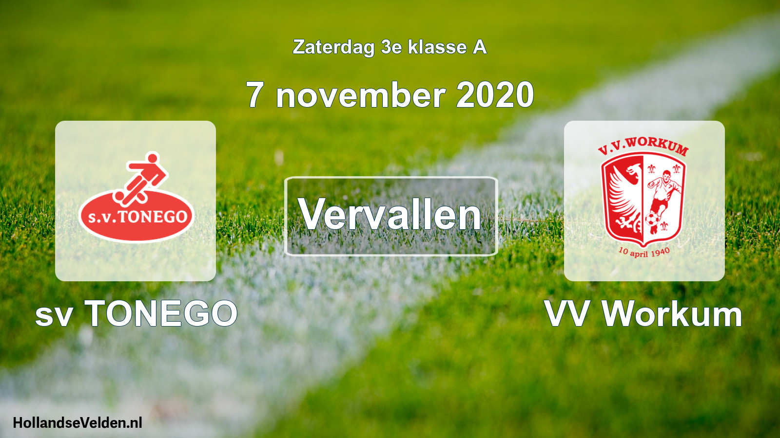 Scheduled Match: sv TONEGO - VV Workum (7 November 2020)