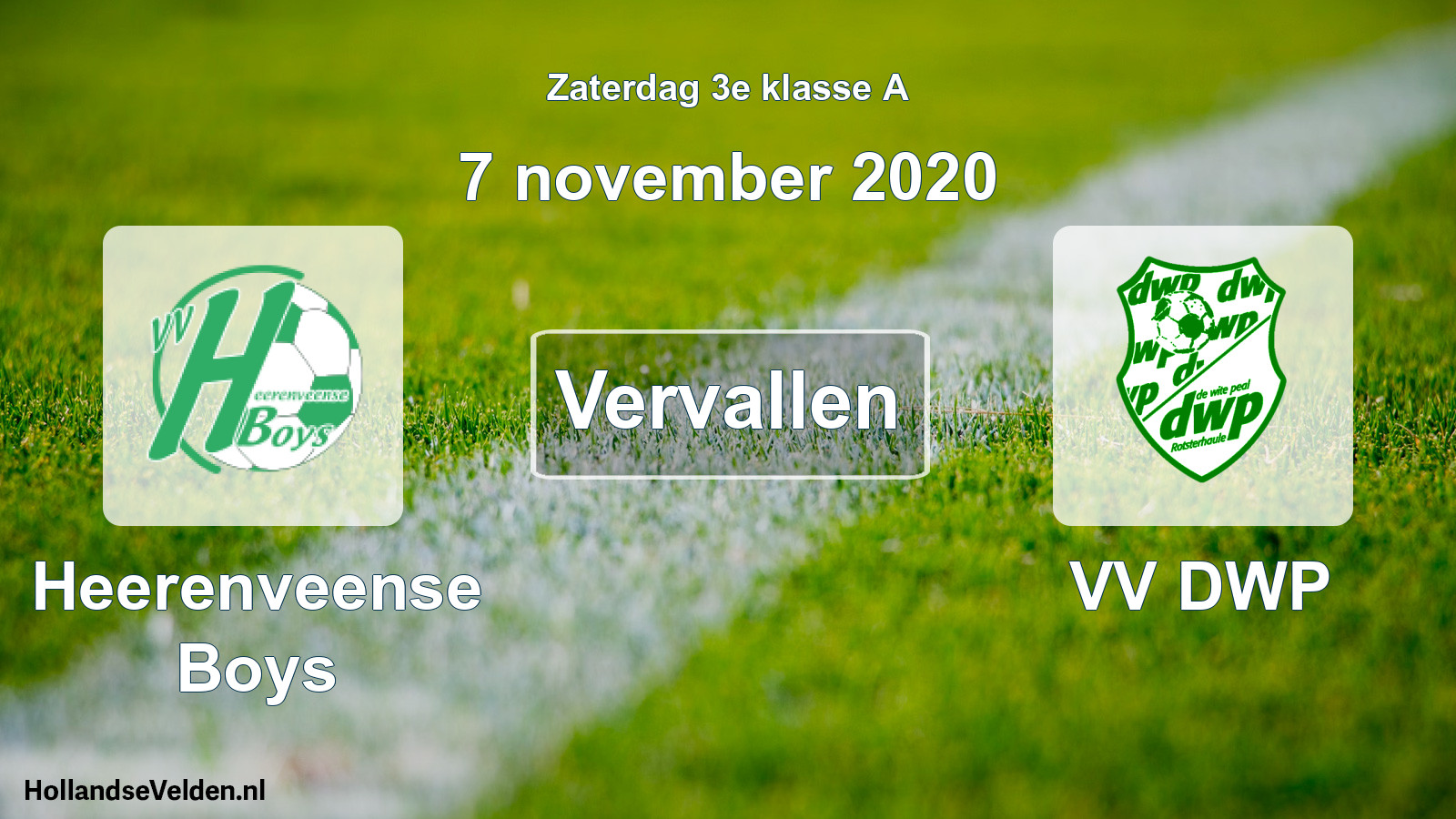 Scheduled Match: Heerenveense Boys - VV DWP (7 November 2020)