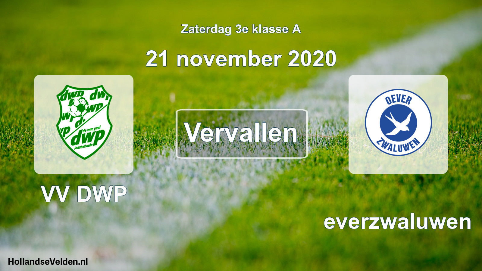 Scheduled Match: VV DWP - Oeverzwaluwen (21 November 2020)