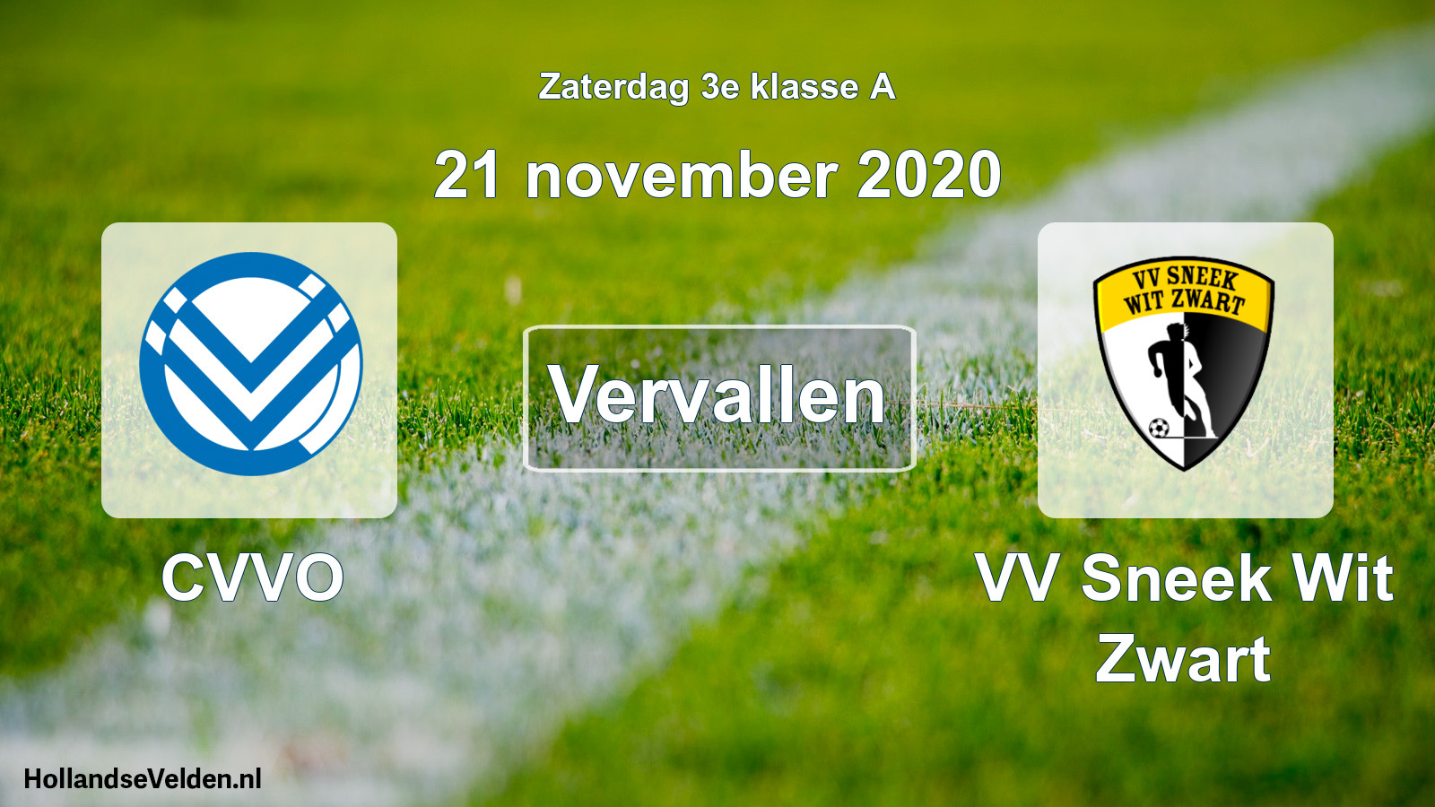 Scheduled Match: CVVO - VV Sneek Wit Zwart (21 November 2020)