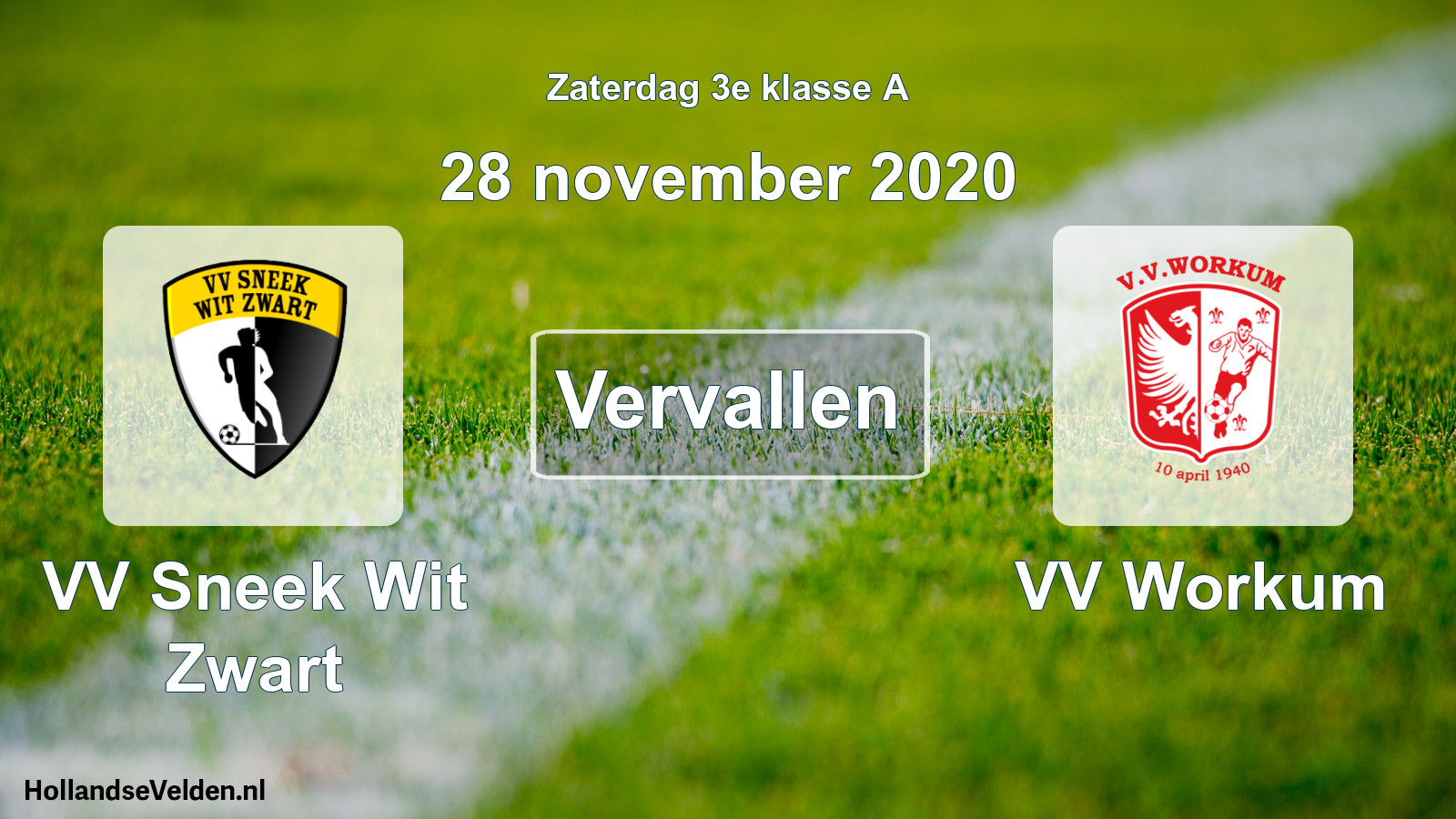 Scheduled Match: VV Sneek Wit Zwart - VV Workum (28 November 2020)