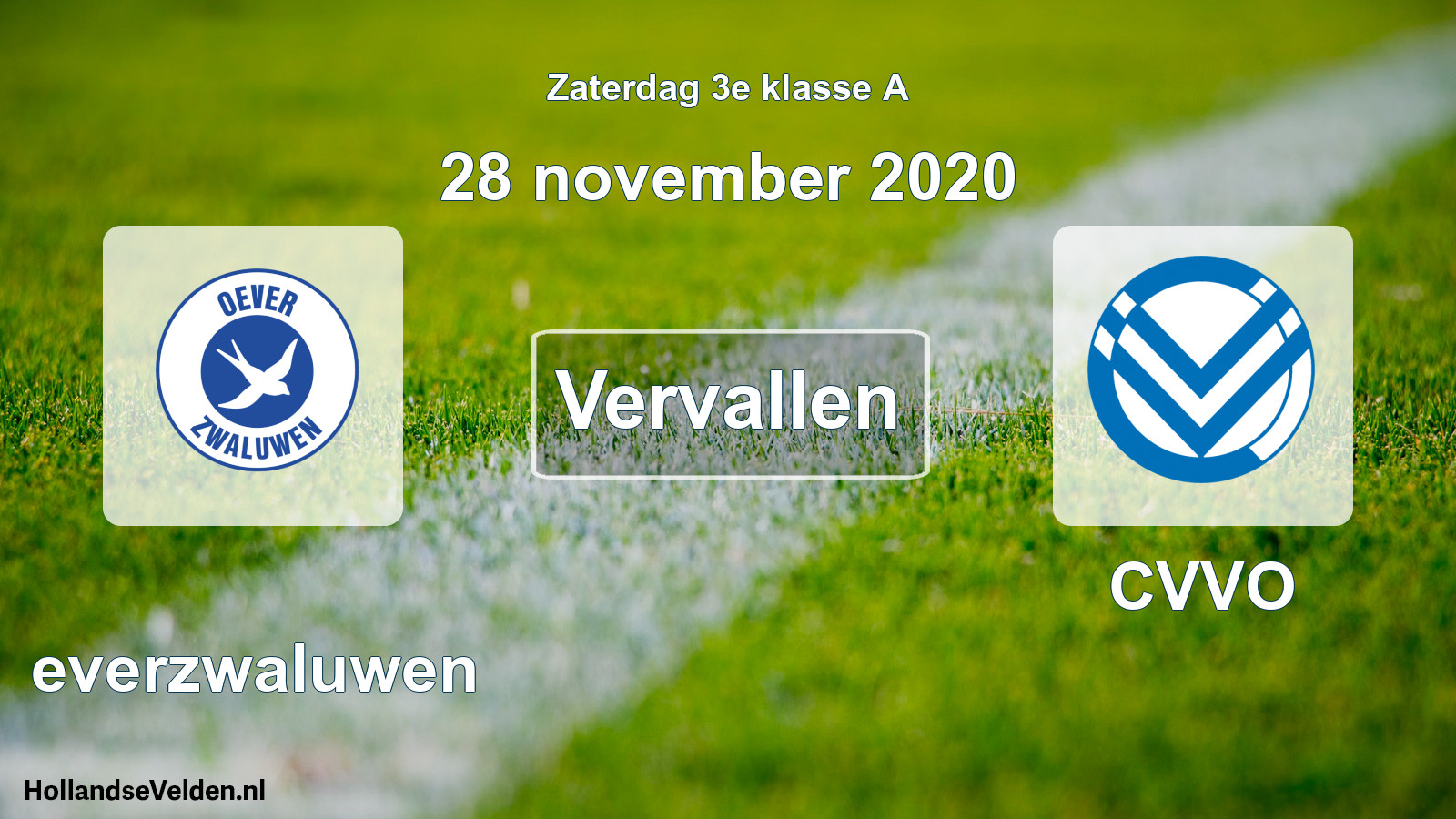 Scheduled Match: Oeverzwaluwen - CVVO (28 November 2020)