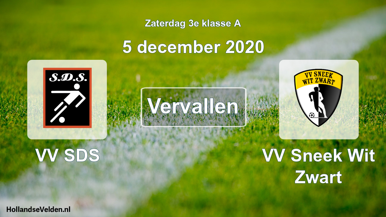 Scheduled Match: VV SDS - VV Sneek Wit Zwart (5 December 2020)