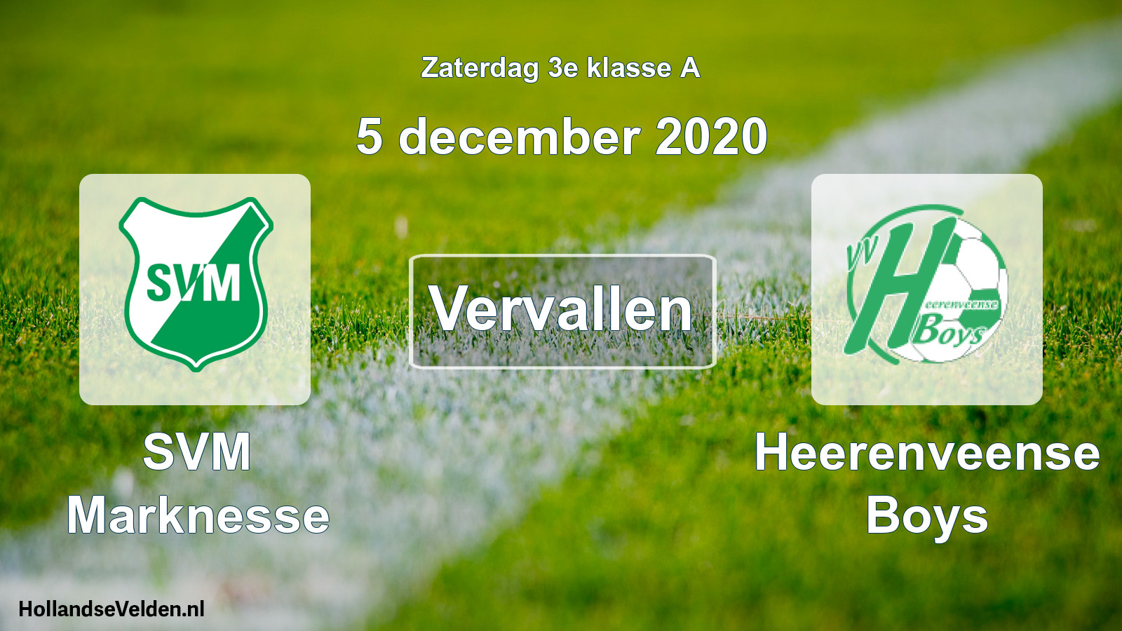 Scheduled Match: SVM Marknesse - Heerenveense Boys (5 December 2020)