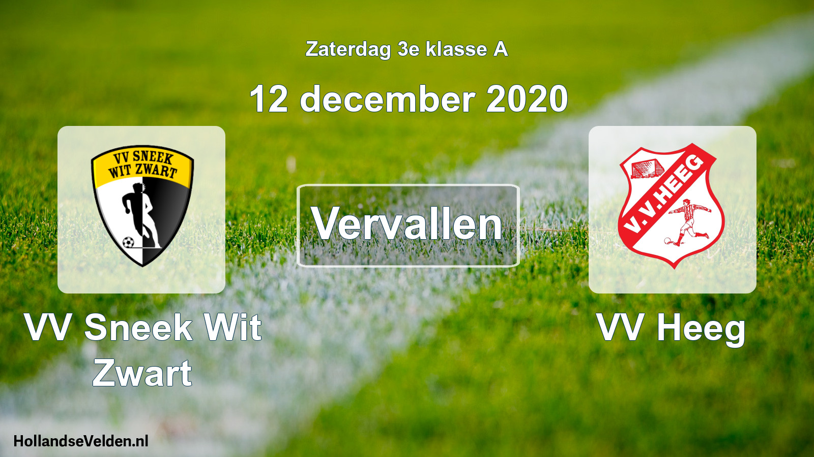 Scheduled Match: VV Sneek Wit Zwart - VV Heeg (12 December 2020)