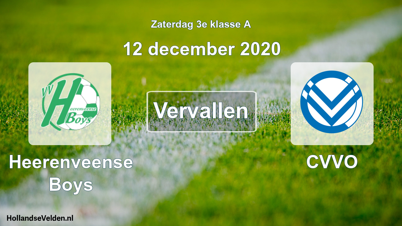 Scheduled Match: Heerenveense Boys - CVVO (12 December 2020)