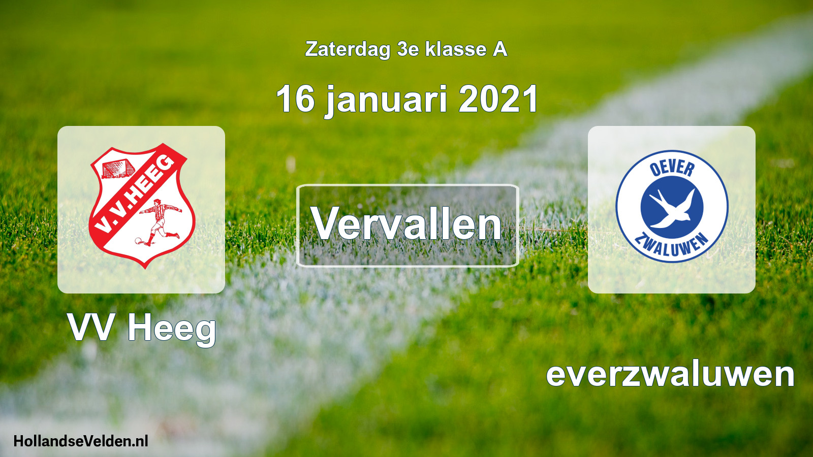 Scheduled Match: VV Heeg - Oeverzwaluwen (16 January 2021)