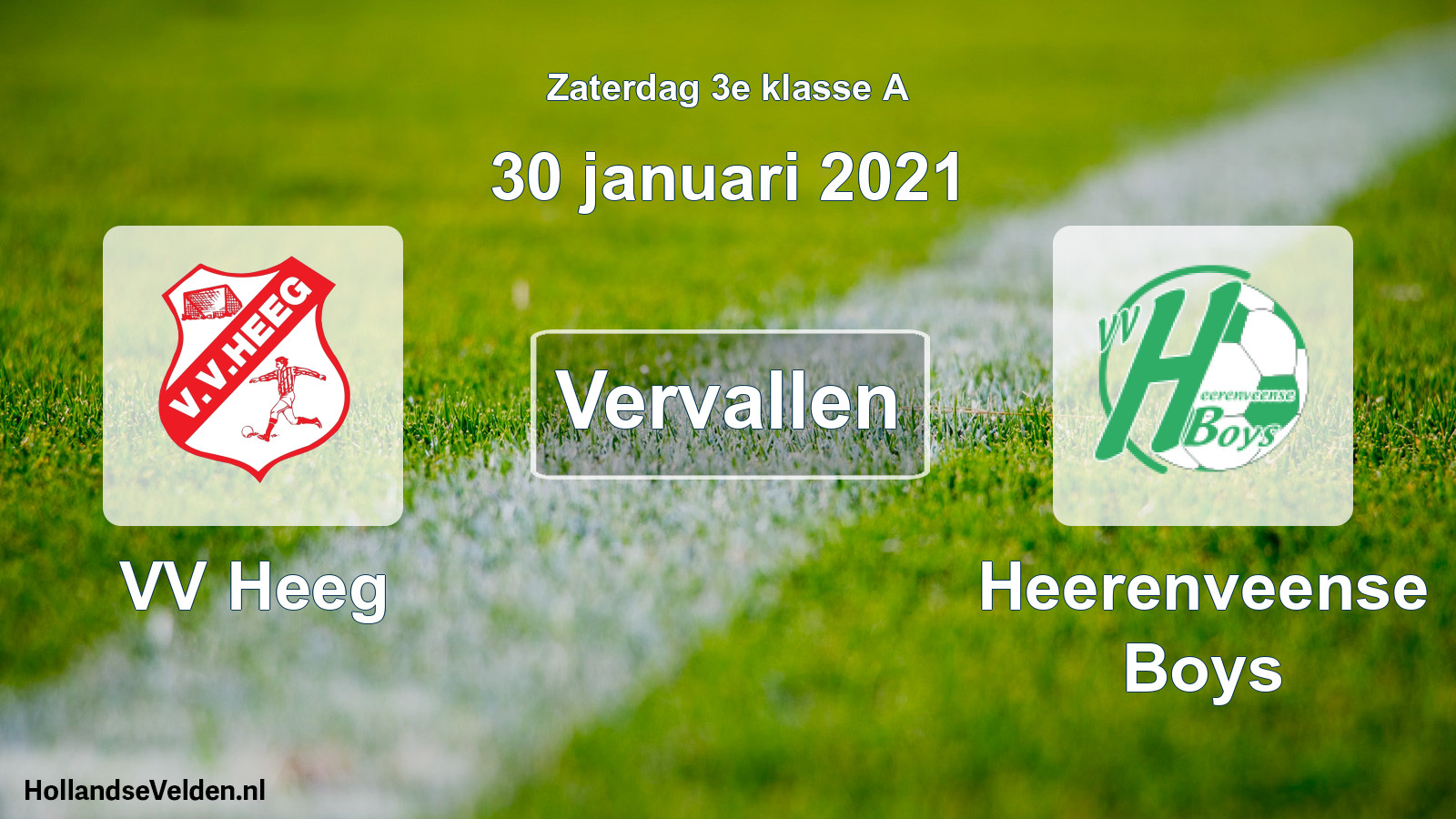 Scheduled Match: VV Heeg - Heerenveense Boys (30 January 2021)