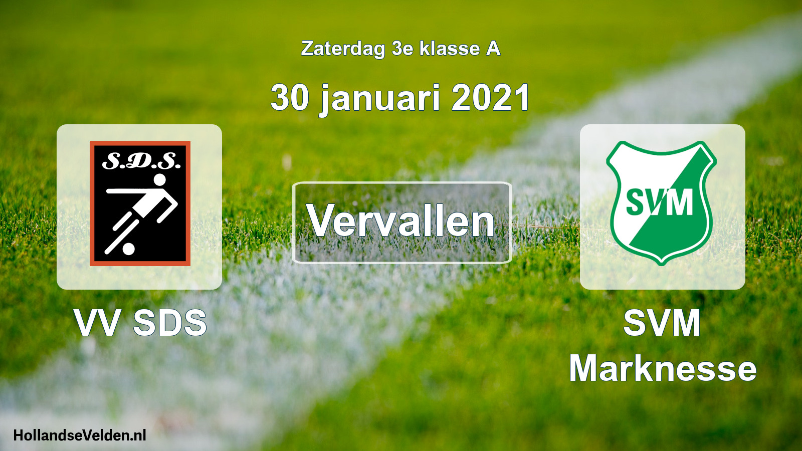 Scheduled Match: VV SDS - SVM Marknesse (30 January 2021)