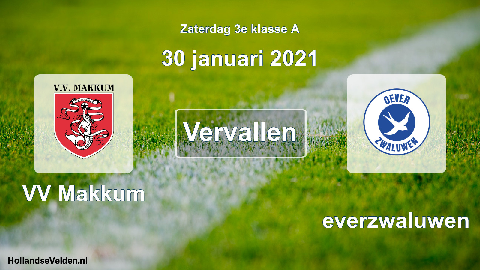 Scheduled Match: VV Makkum - Oeverzwaluwen (30 January 2021)