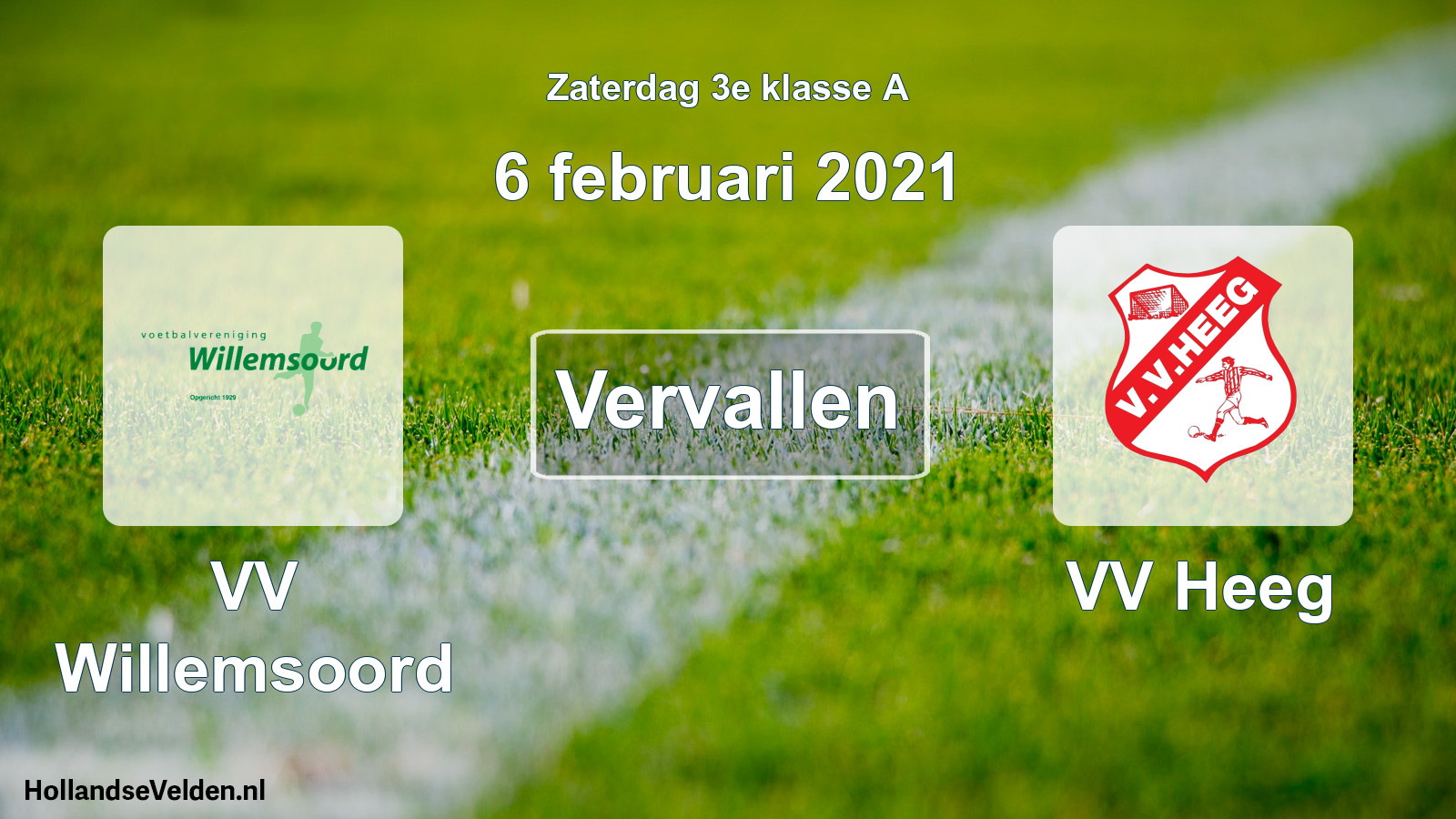 Scheduled Match: VV Willemsoord - VV Heeg (6 February 2021)