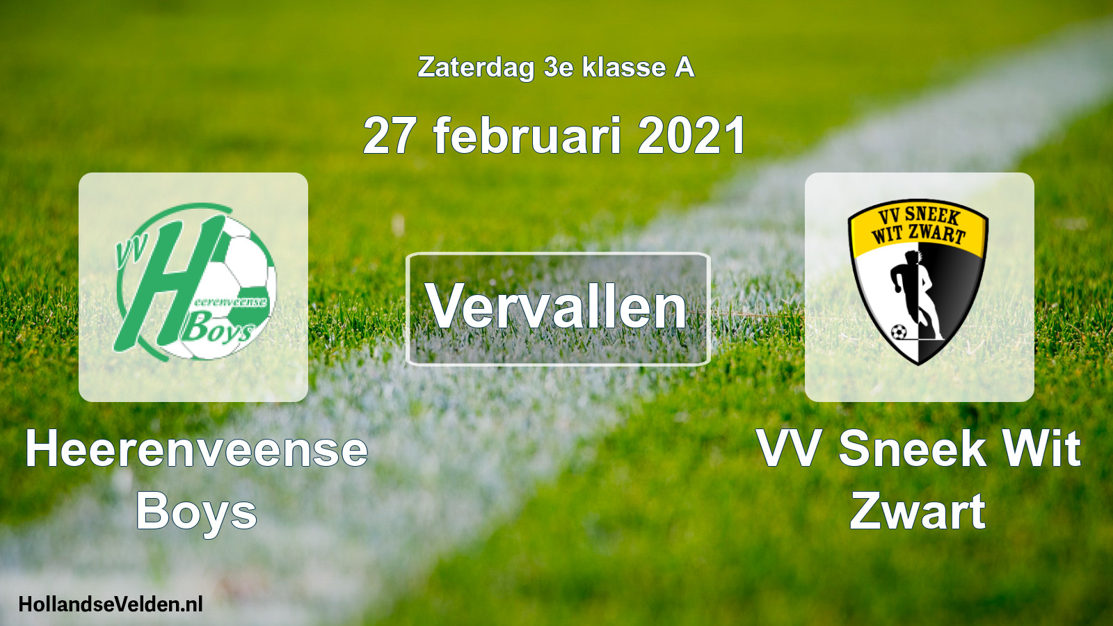 Scheduled Match: Heerenveense Boys - VV Sneek Wit Zwart (27 February 2021)