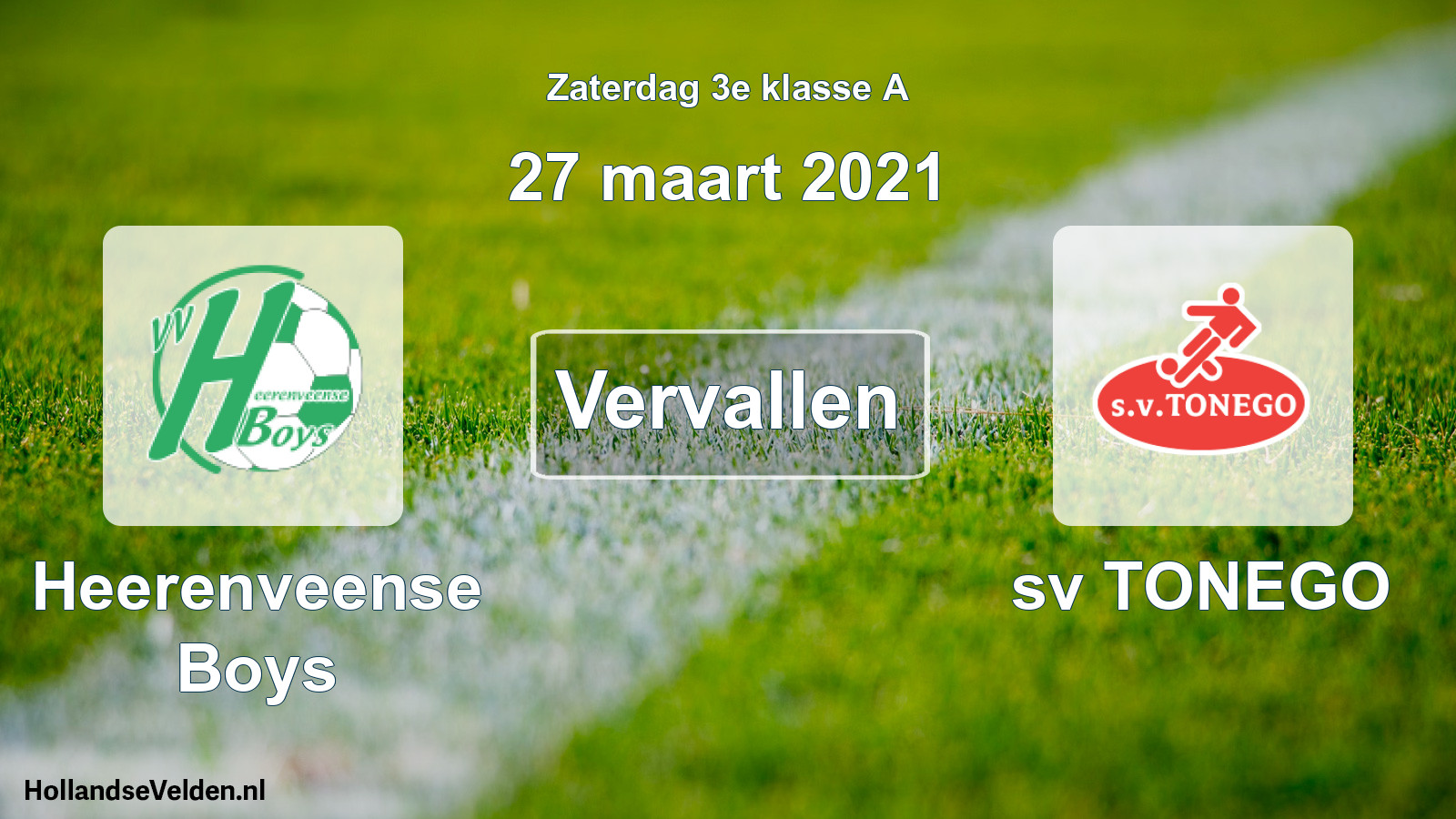 Scheduled Match: Heerenveense Boys - sv TONEGO (27 March 2021)