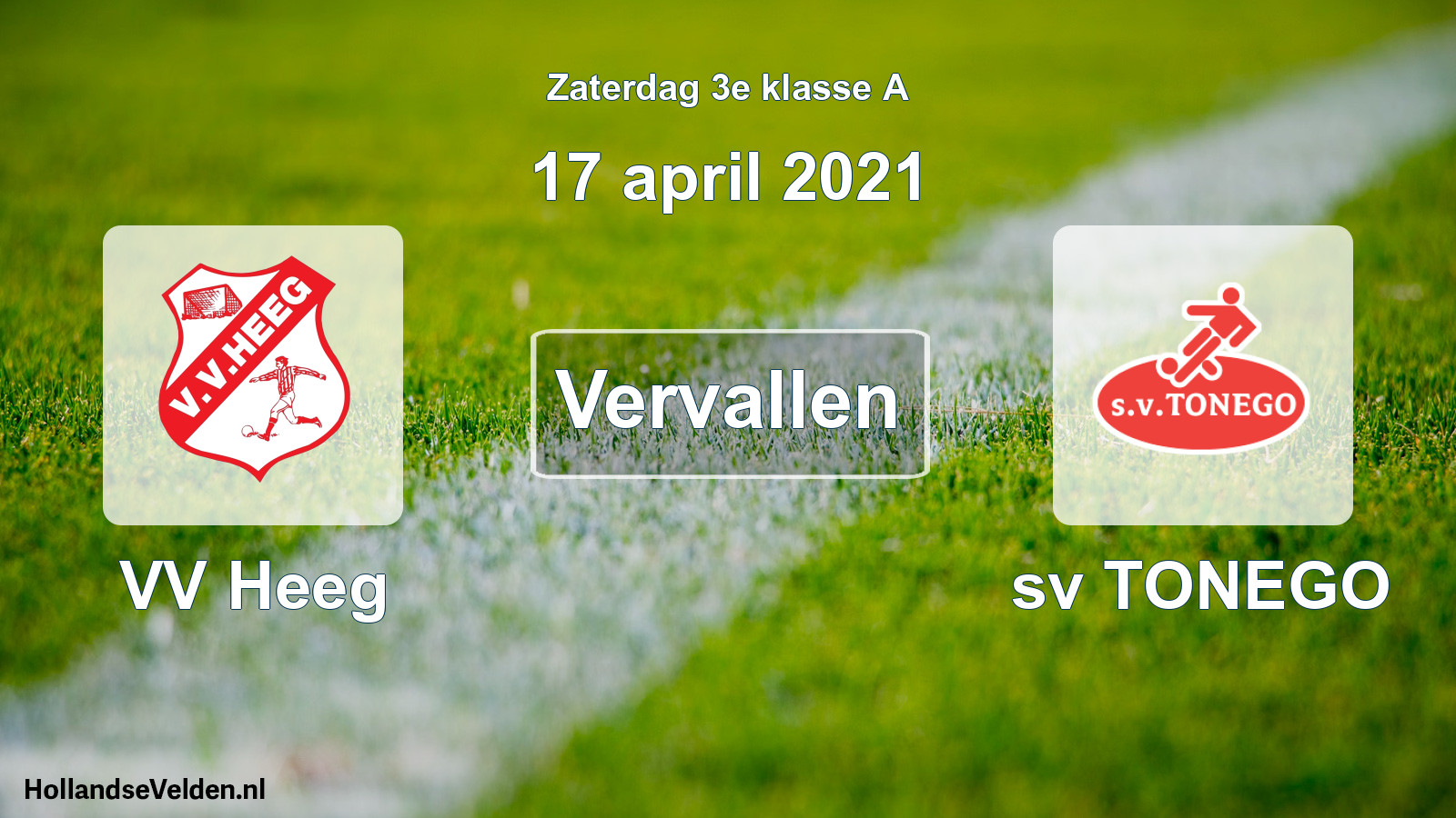 Scheduled Match: VV Heeg - sv TONEGO (17 April 2021)