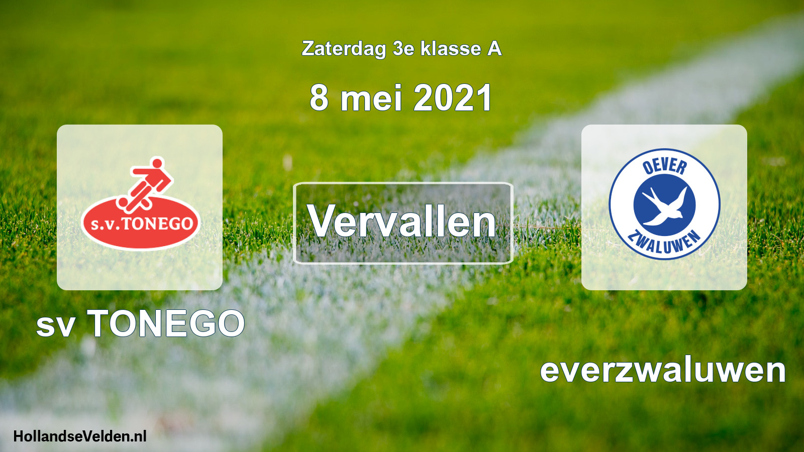 Scheduled Match: sv TONEGO - Oeverzwaluwen (8 May 2021)