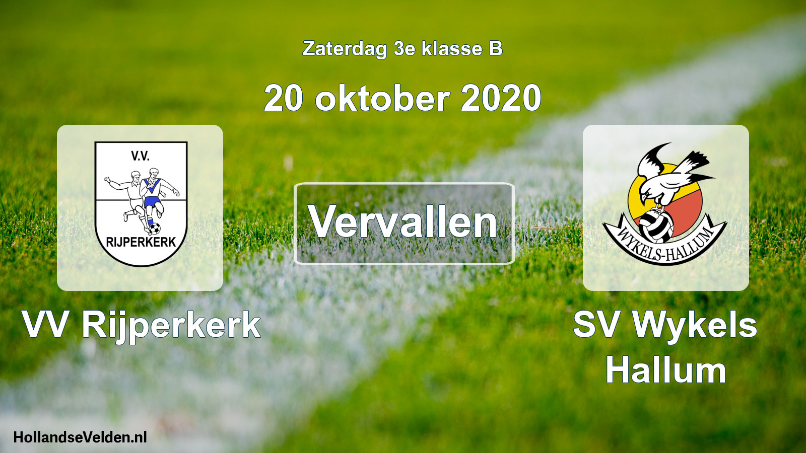 Scheduled Match: VV Rijperkerk - SV Wykels Hallum (20 October 2020)