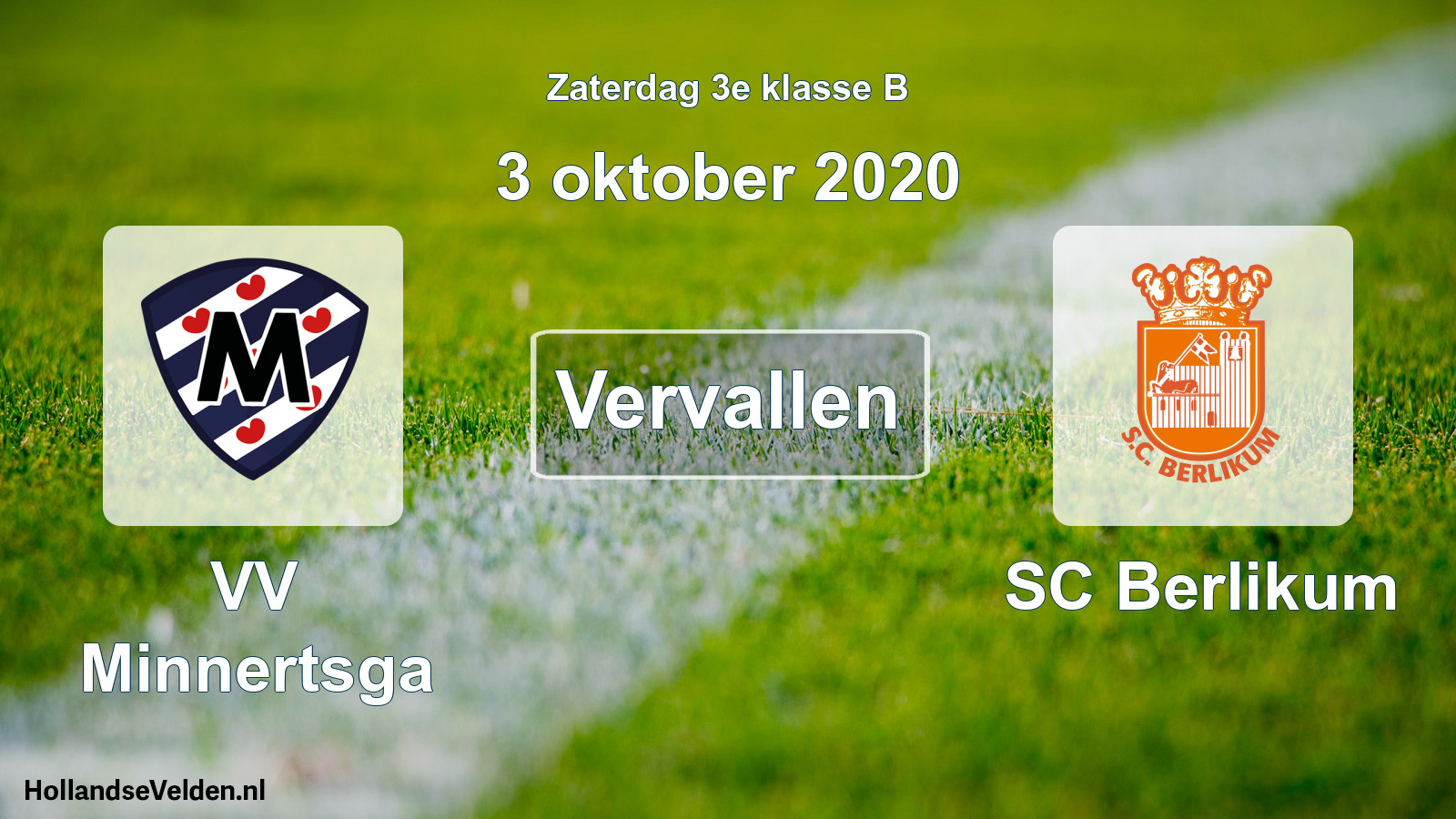 Scheduled Match: VV Minnertsga - SC Berlikum (3 October 2020)