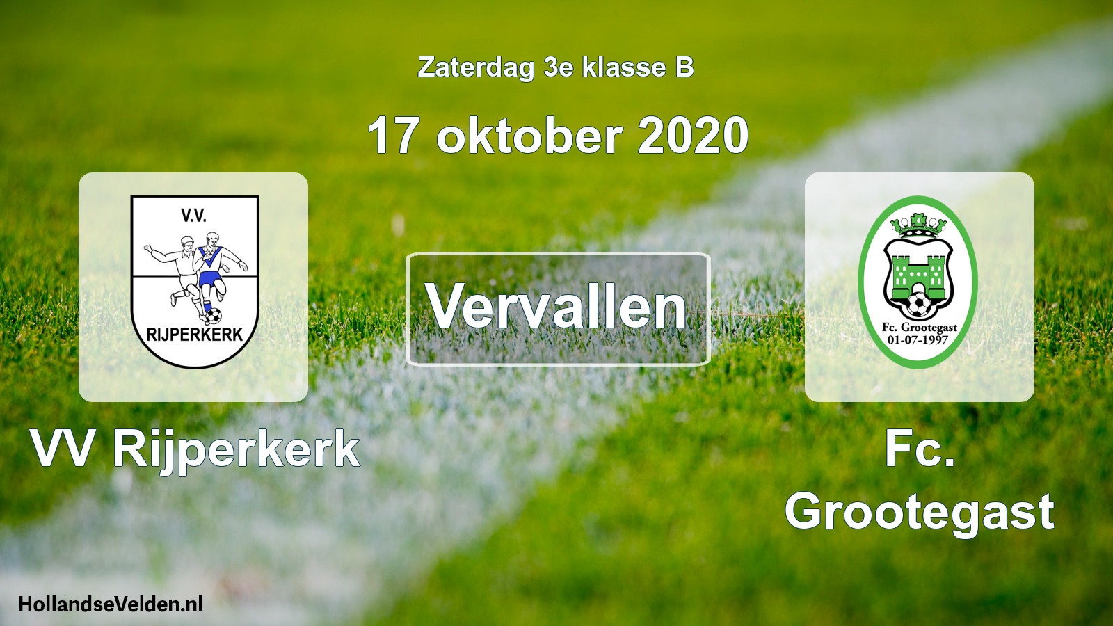 Scheduled Match: VV Rijperkerk - Fc. Grootegast (17 October 2020)