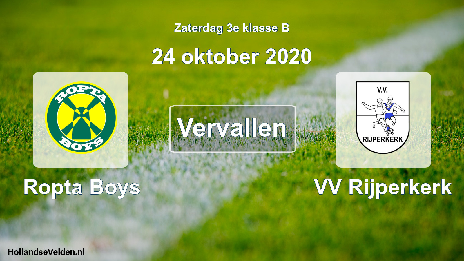 Scheduled Match: Ropta Boys - VV Rijperkerk (24 October 2020)