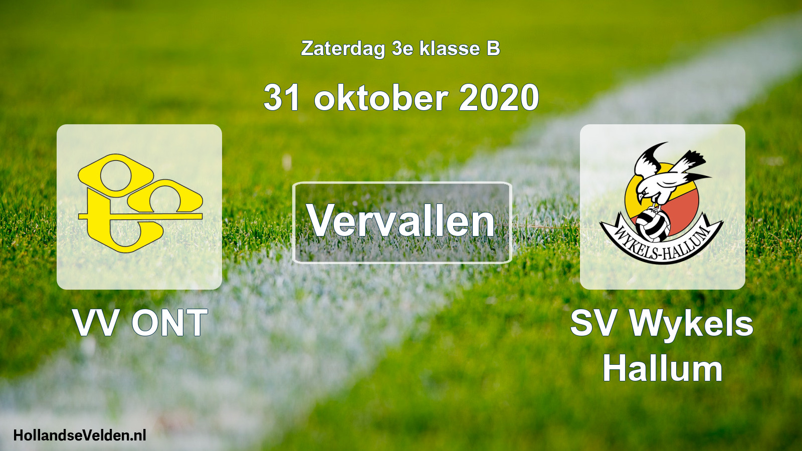 Scheduled Match: VV ONT - SV Wykels Hallum (31 October 2020)