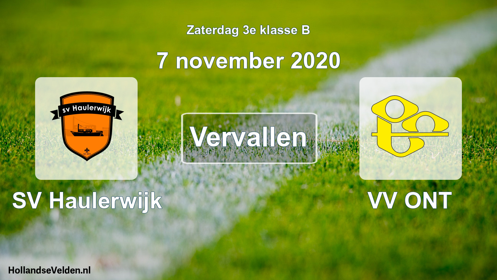 Scheduled Match: SV Haulerwijk - VV ONT (7 November 2020)
