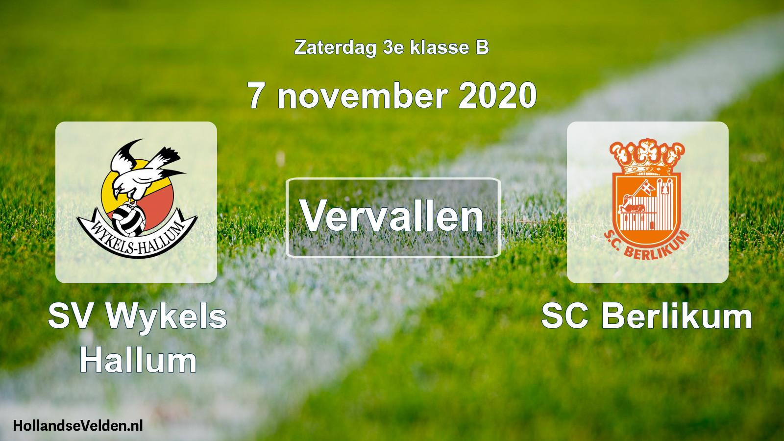 Scheduled Match: SV Wykels Hallum - SC Berlikum (7 November 2020)