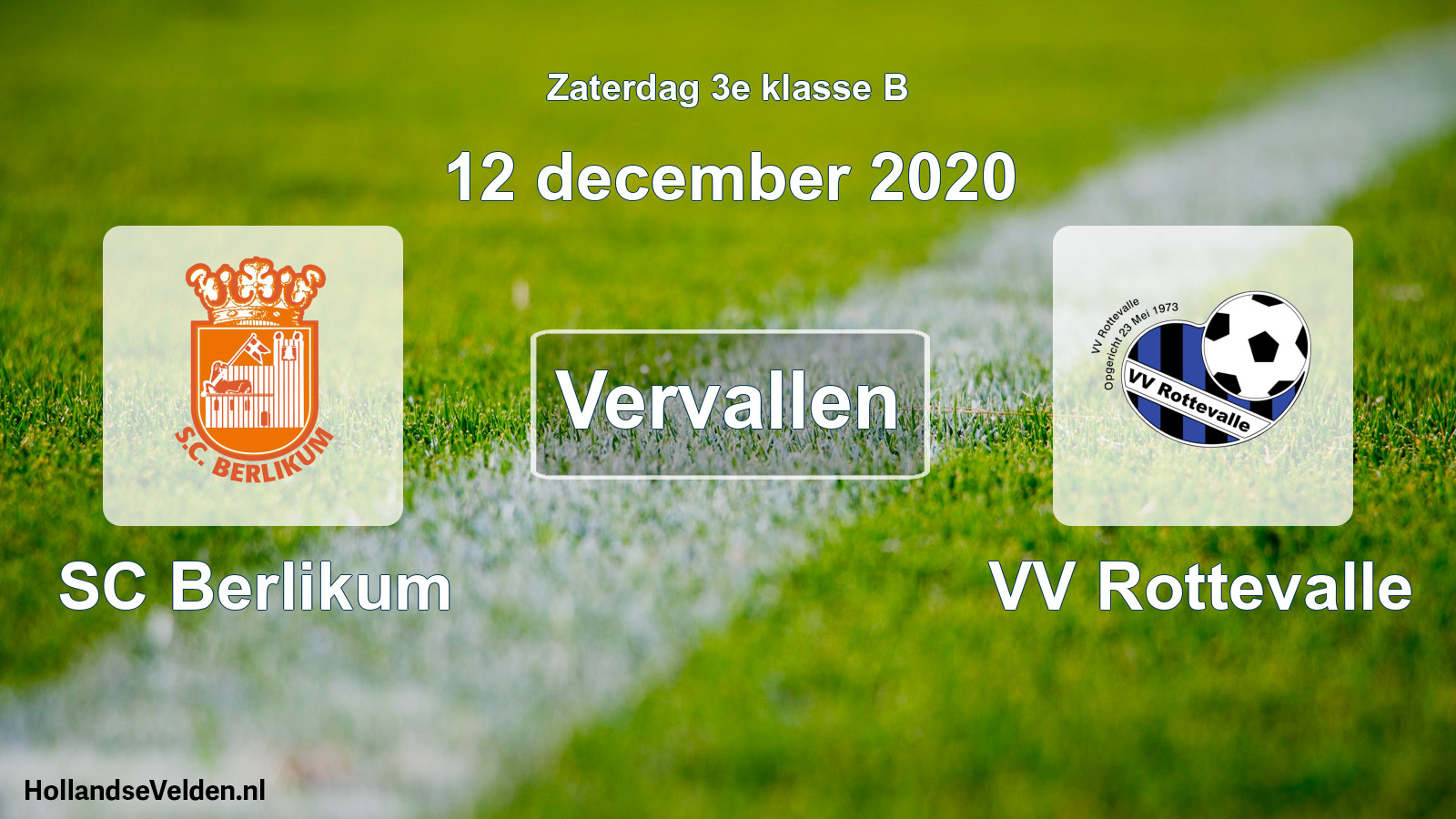 Scheduled Match: SC Berlikum - VV Rottevalle (12 December 2020)