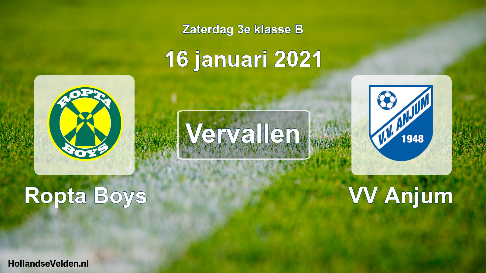 Scheduled Match: Ropta Boys - VV Anjum (16 January 2021)
