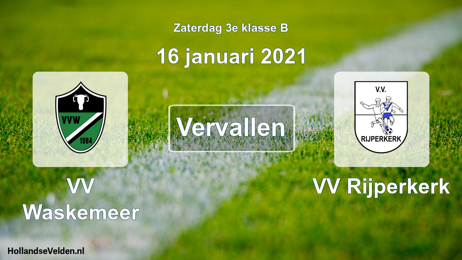 Scheduled Match: VV Waskemeer - VV Rijperkerk (16 January 2021)