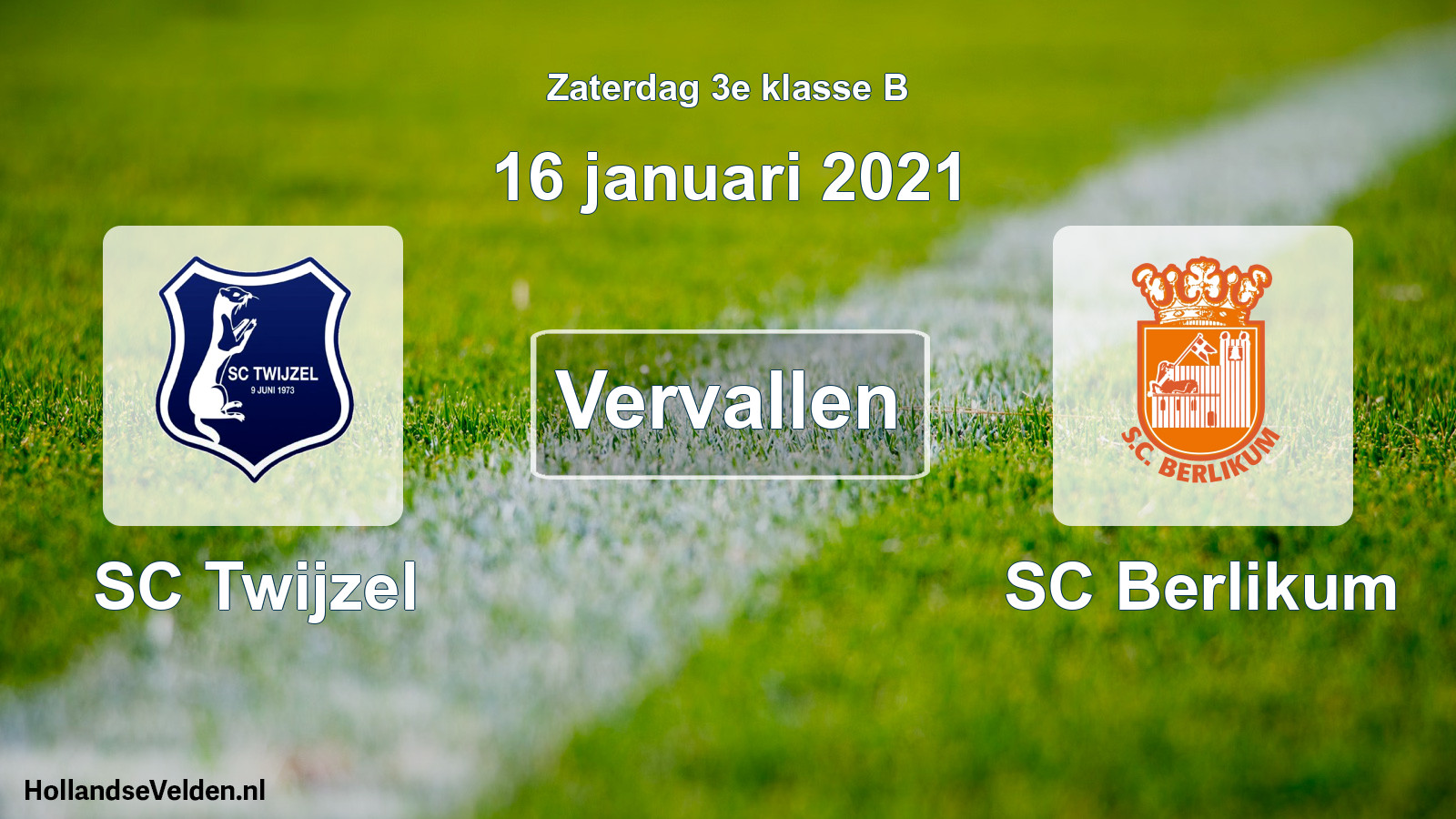 Scheduled Match: SC Twijzel - SC Berlikum (16 January 2021)