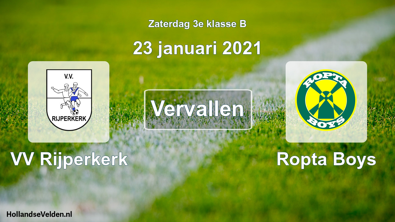 Scheduled Match: VV Rijperkerk - Ropta Boys (23 January 2021)