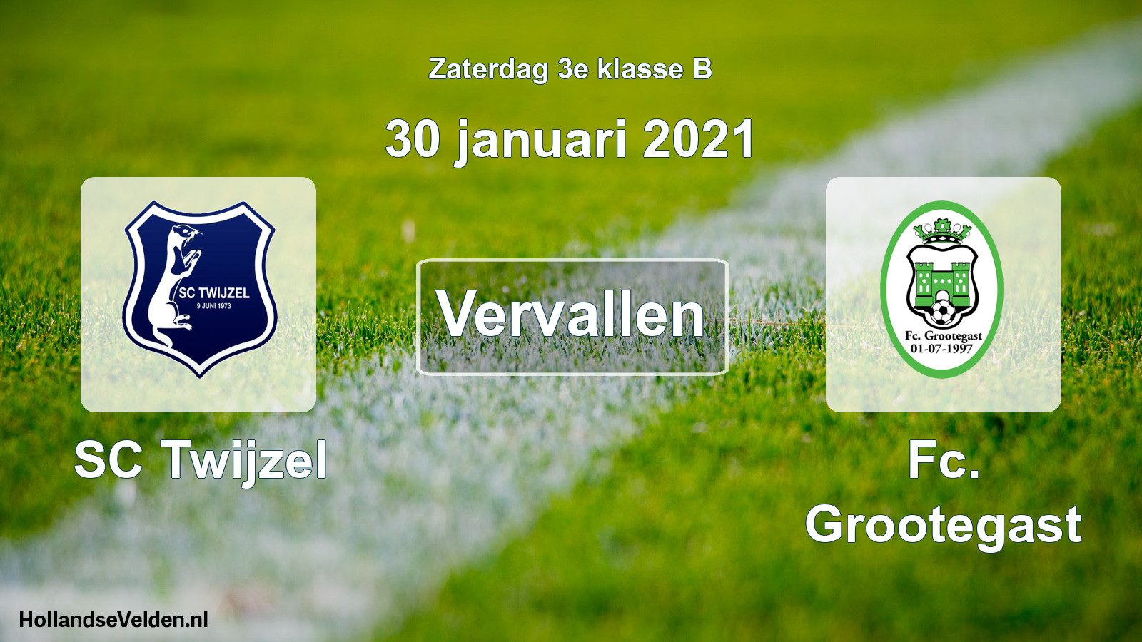 Scheduled Match: SC Twijzel - Fc. Grootegast (30 January 2021)
