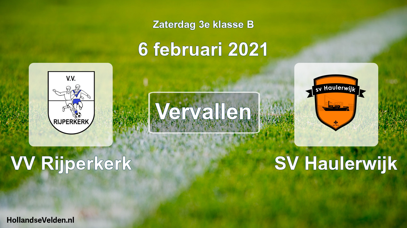 Scheduled Match: VV Rijperkerk - SV Haulerwijk (6 February 2021)