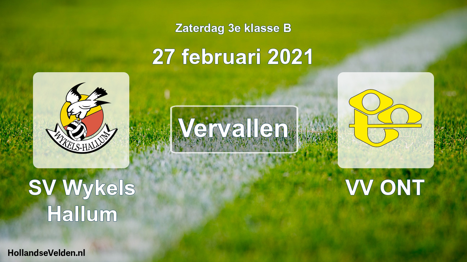 Scheduled Match: SV Wykels Hallum - VV ONT (27 February 2021)