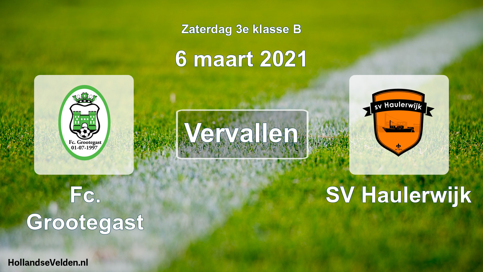 Scheduled Match: Fc. Grootegast - SV Haulerwijk (6 March 2021)