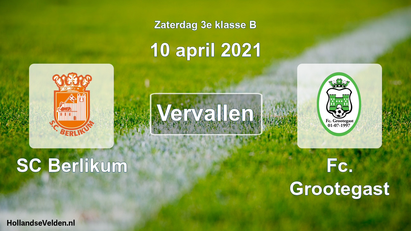 Scheduled Match: SC Berlikum - Fc. Grootegast (10 April 2021)