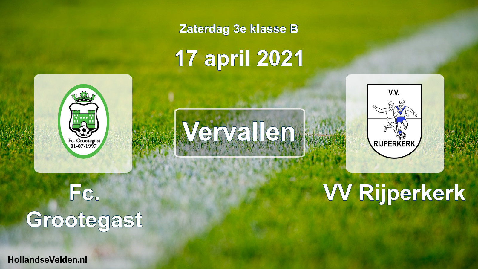 Scheduled Match: Fc. Grootegast - VV Rijperkerk (17 April 2021)