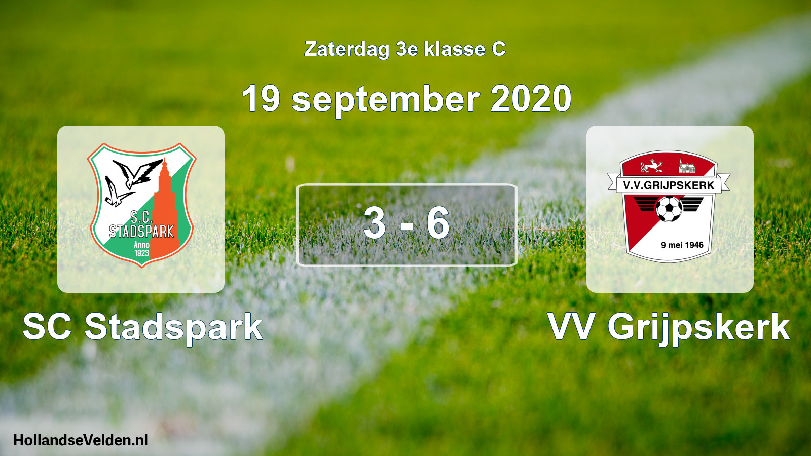 Total number of matches played: SC Stadspark - VV Grijpskerk 3 - 6 (19 September 2020)