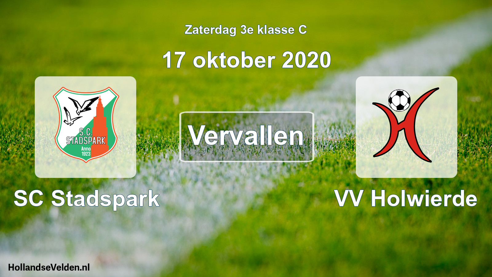 Scheduled Match: SC Stadspark - VV Holwierde (17 October 2020)