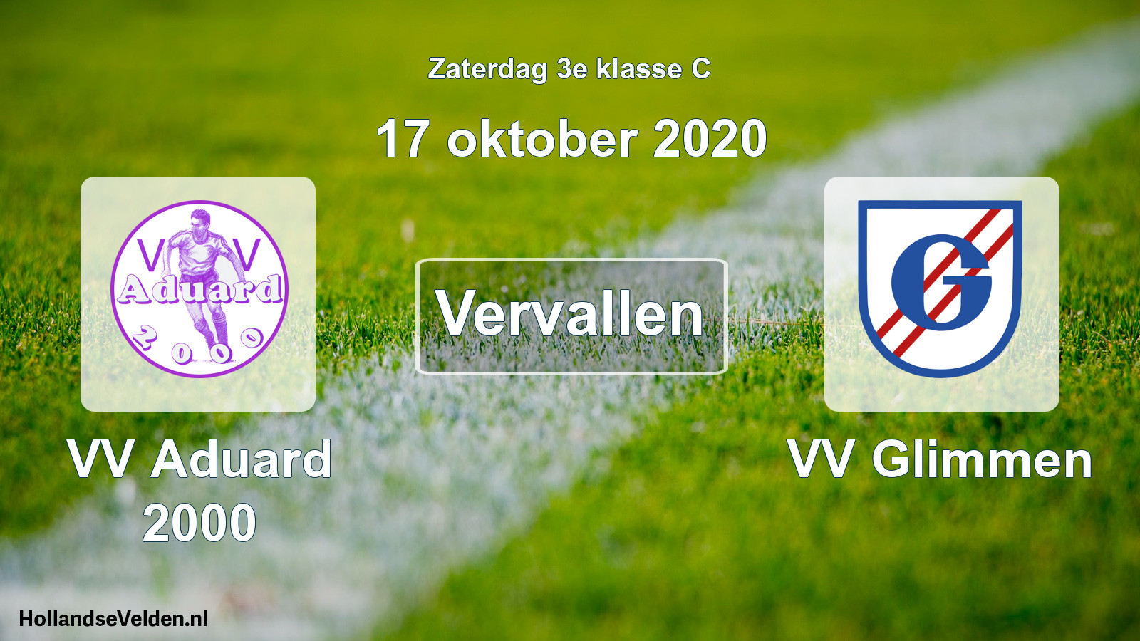 Scheduled Match: VV Aduard 2000 - VV Glimmen (17 October 2020)