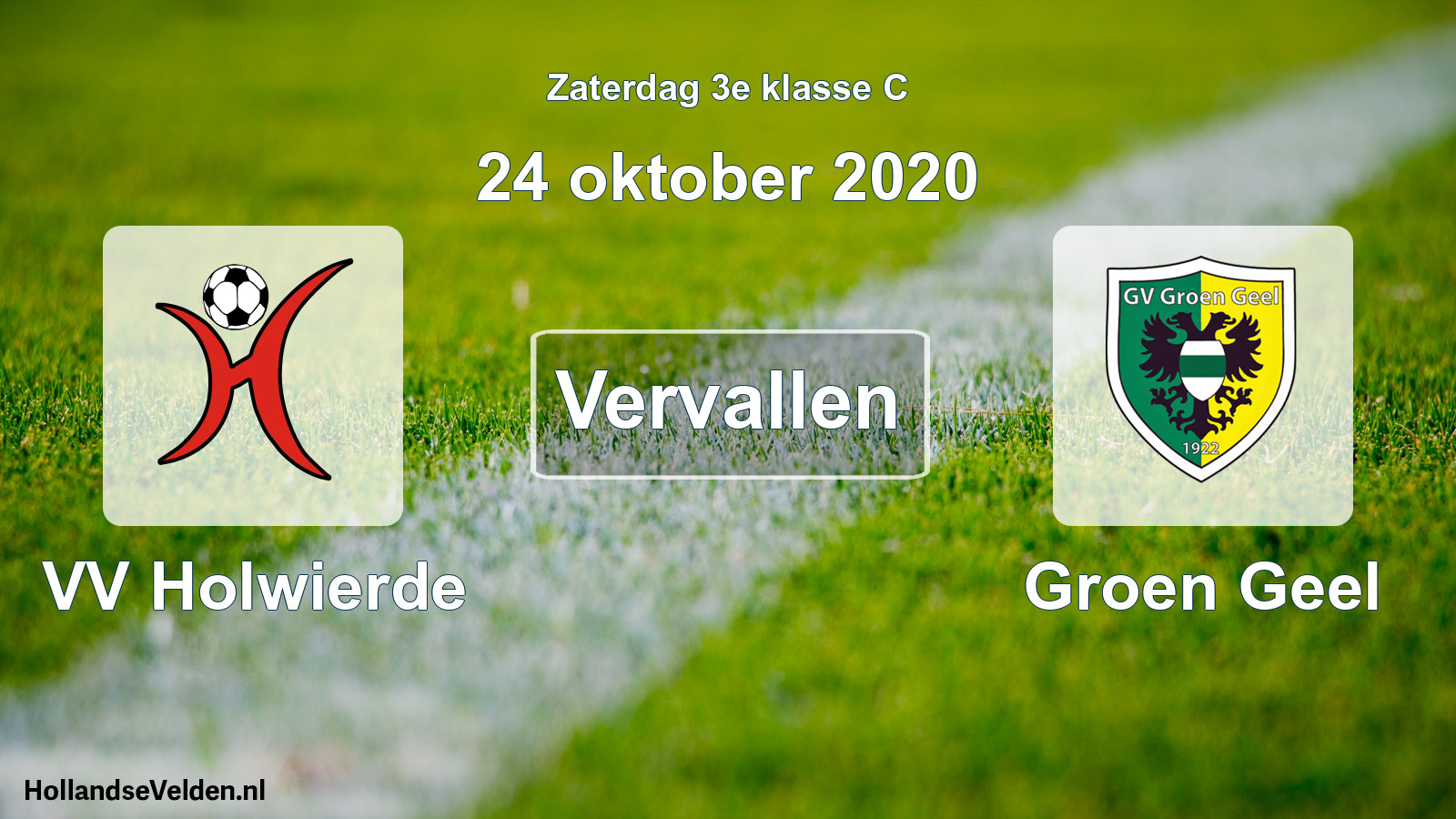 Scheduled Match: VV Holwierde - Groen Geel (24 October 2020)