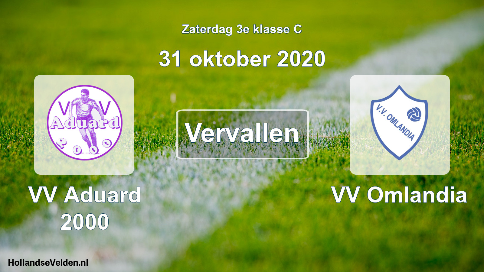 Scheduled Match: VV Aduard 2000 - VV Omlandia (31 October 2020)