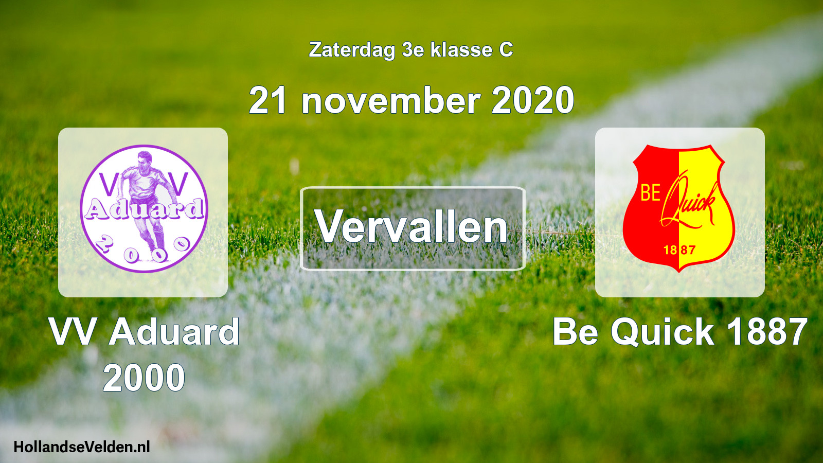Scheduled Match: VV Aduard 2000 - Be Quick 1887 (21 November 2020)