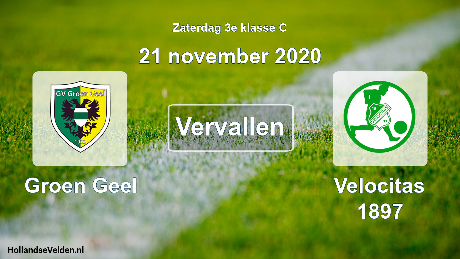 Scheduled Match: Groen Geel - Velocitas 1897 (21 November 2020)