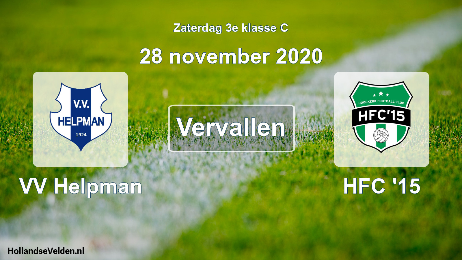 Scheduled Match: VV Helpman - HFC '15 (28 November 2020)