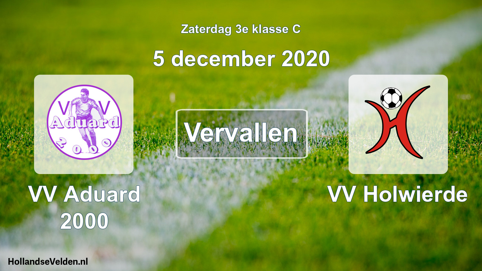 Scheduled Match: VV Aduard 2000 - VV Holwierde (5 December 2020)