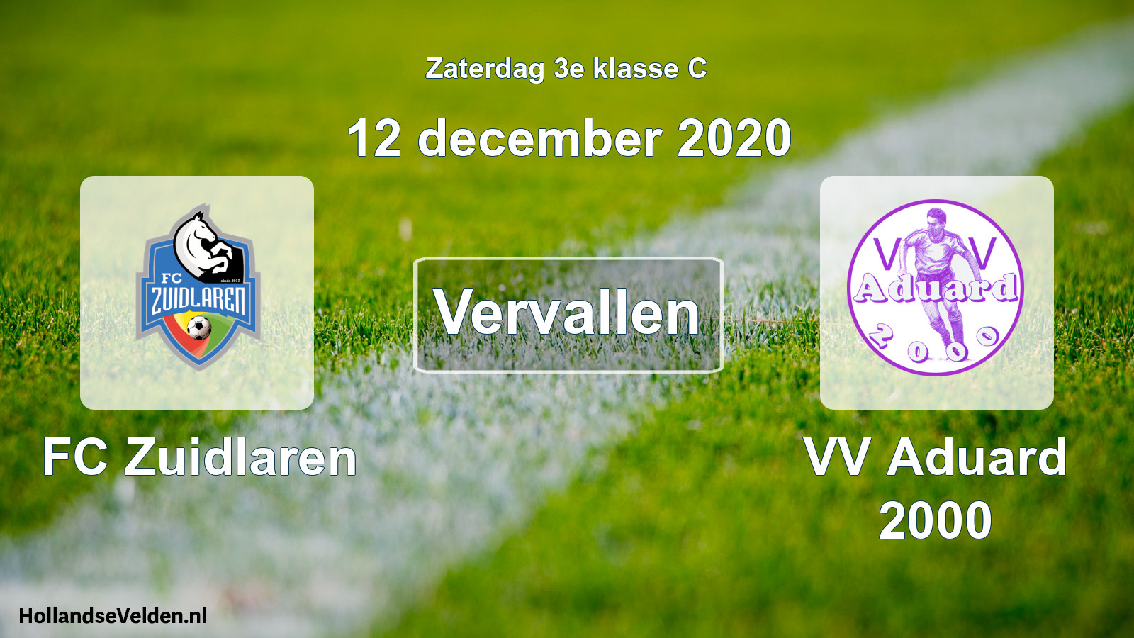 Scheduled Match: FC Zuidlaren - VV Aduard 2000 (12 December 2020)