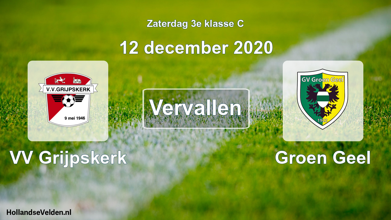 Scheduled Match: VV Grijpskerk - Groen Geel (12 December 2020)